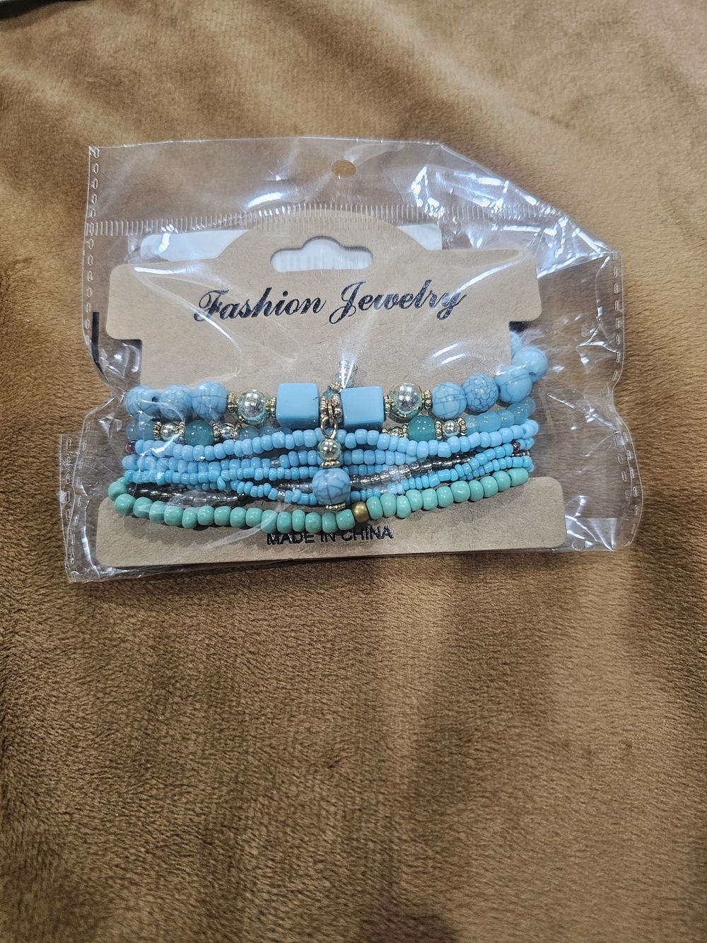 Fashion Jewelry Aqua and Turquoise Multi-Strand Beaded Bracelet